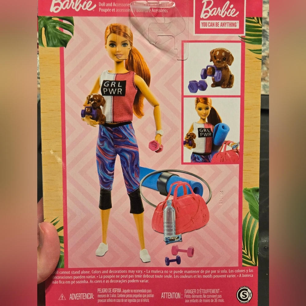 Barbie Fitness Doll With Red Hair And A Dog In Box Articulated Joints - Picture 6 of 6